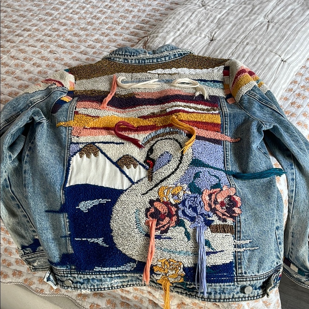 BlankNYC Colorful Embroidered Denim Jacket